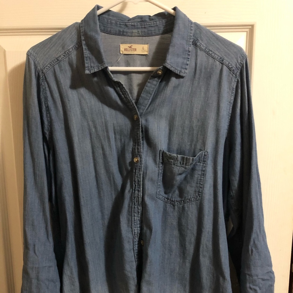 Hollister blue jean shirt